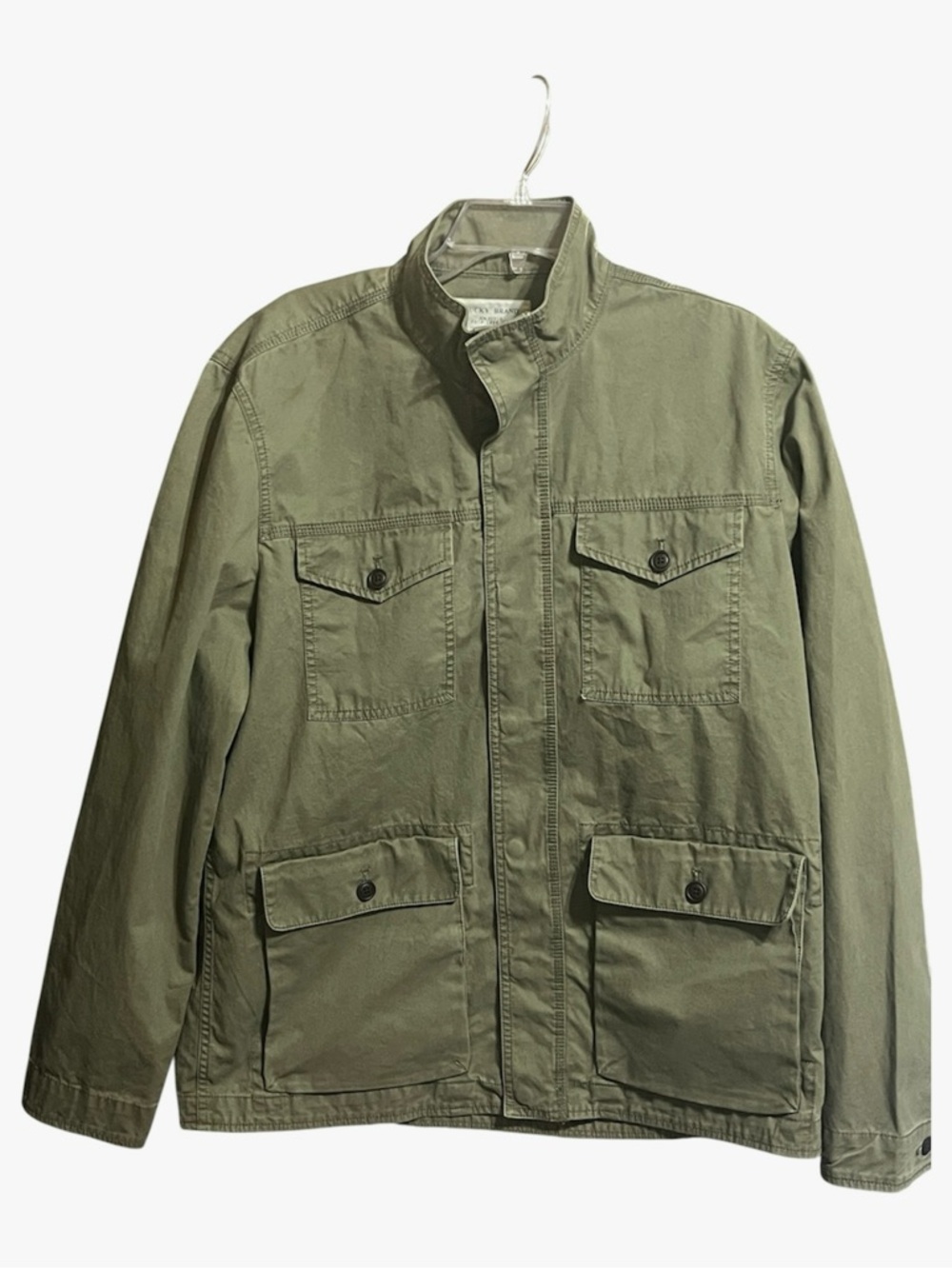 LUCKY BRAND Jacket Field Coat Army Green Utility Pockets Gorptore Sz L - Picture 2 of 7